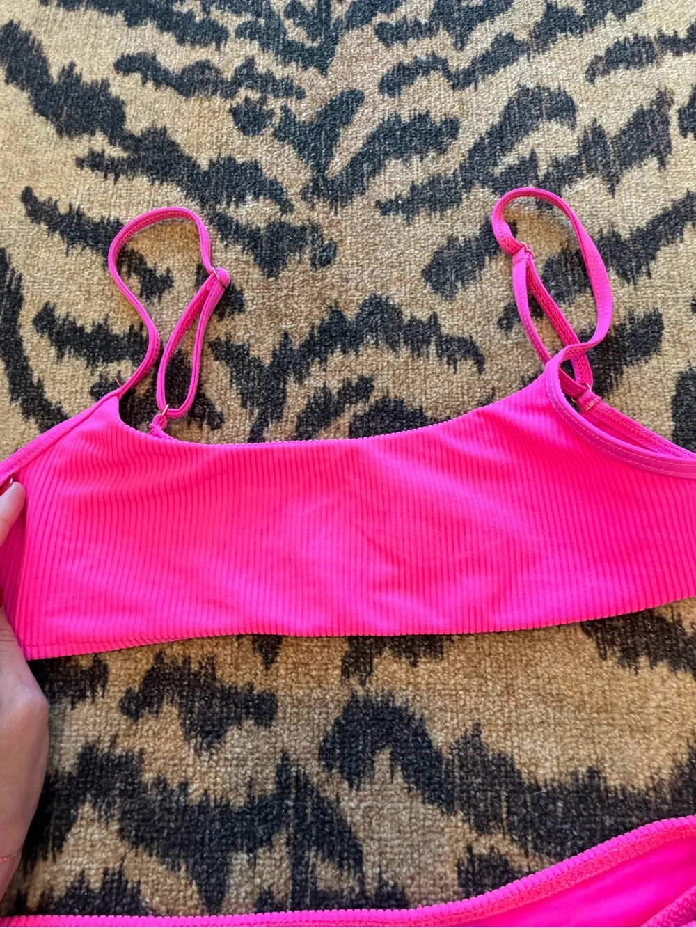 Frankies Bikinis Hot Pink Ribbed Two-Piece Swim Set